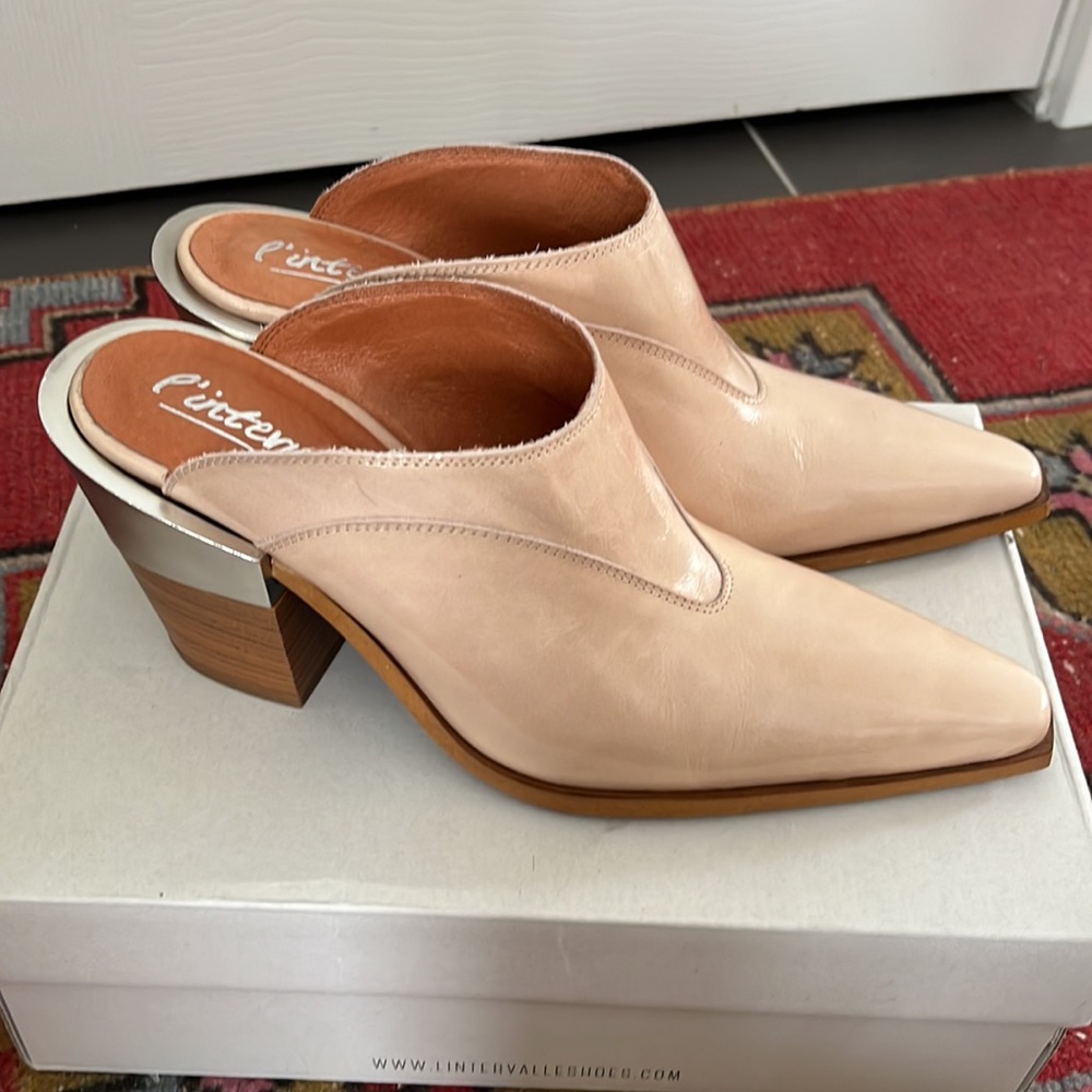 L’Intervalle Charro Astor Malory - blush pink Cowboy Mules with a heel - size 8